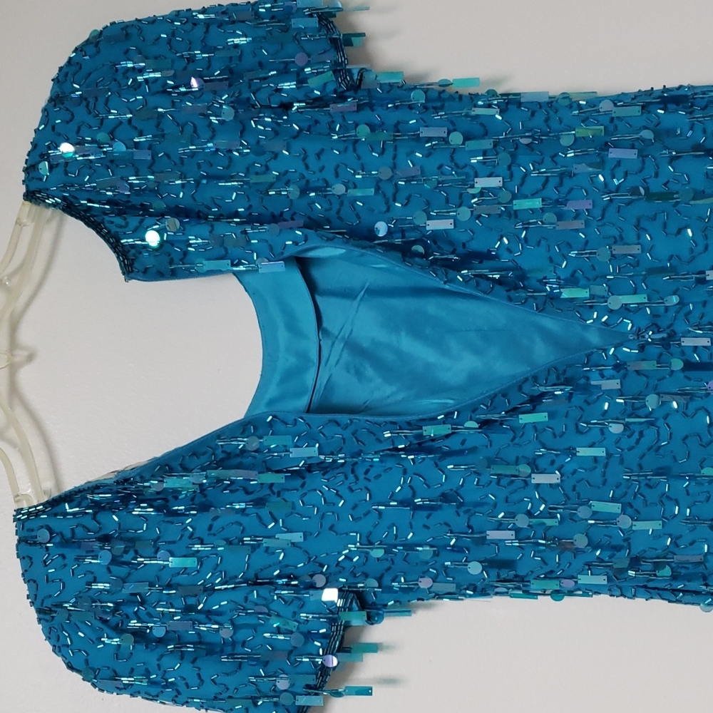 Vintage silk and beaded/sequined mini‎ dress - Picture 14 of 14